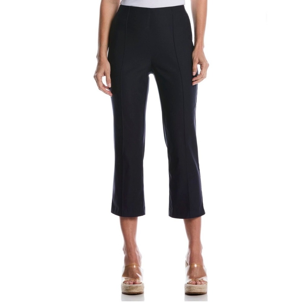 Rafaella Womens Navy Blue Pintuck Crop Pants Stretch Work Trousers Size 18
